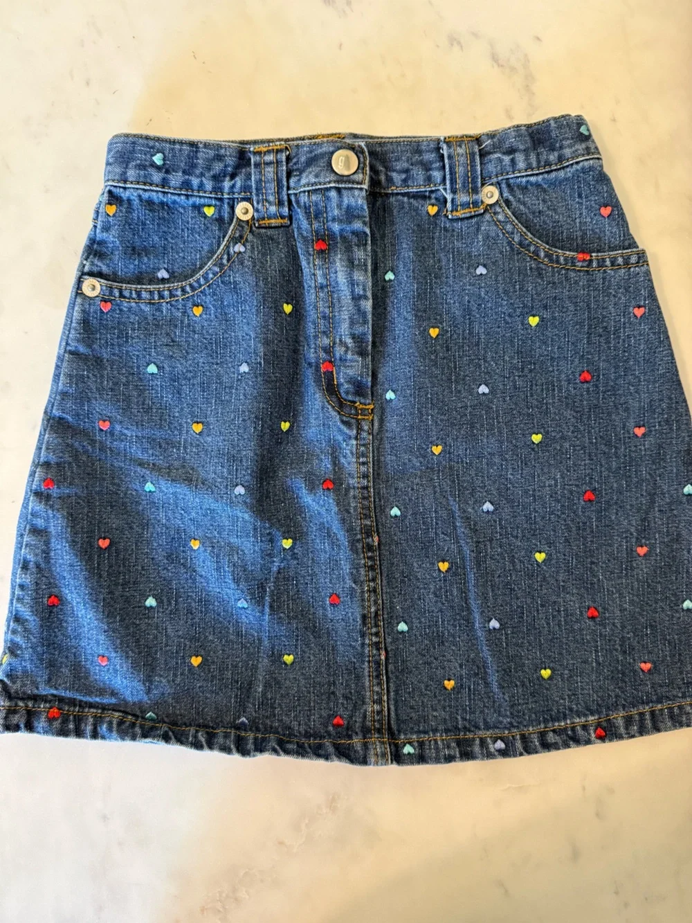 Gymboree Blue Denim Shorts & Skirt Set with Red Heart Detail